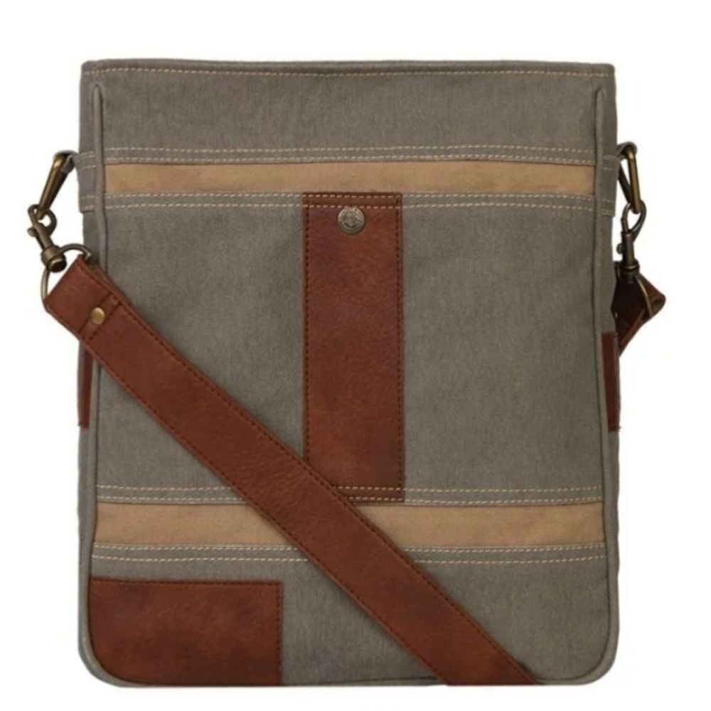 Mona B Messenger Bag. Rustic. Canvas. Leather